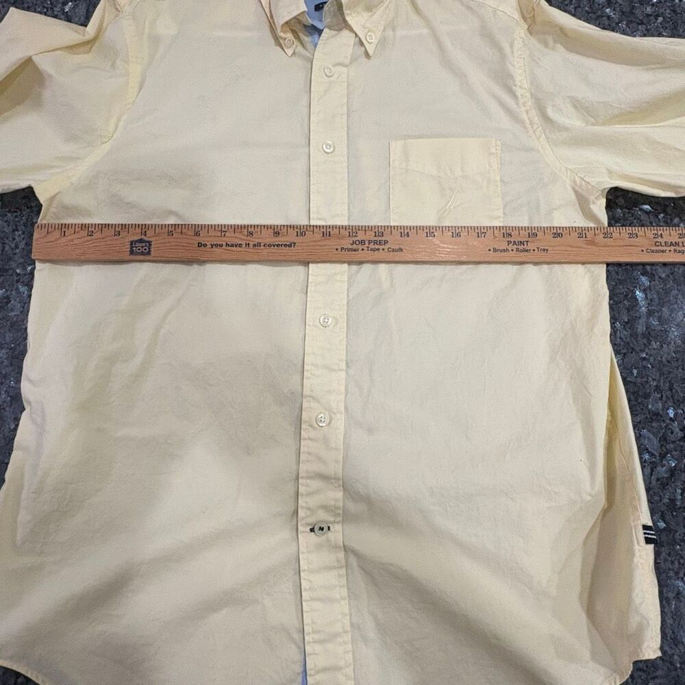 Nautica Men’s Light Yellow Button-Down Shirt Large A Bit Trimmer 100% Cotton Cas - Picture 6 of 8